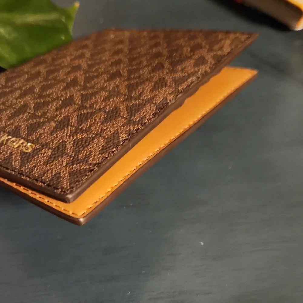 Michael Kors Monogram Passport Cover Holder with Gold Logo EUC or NWOT